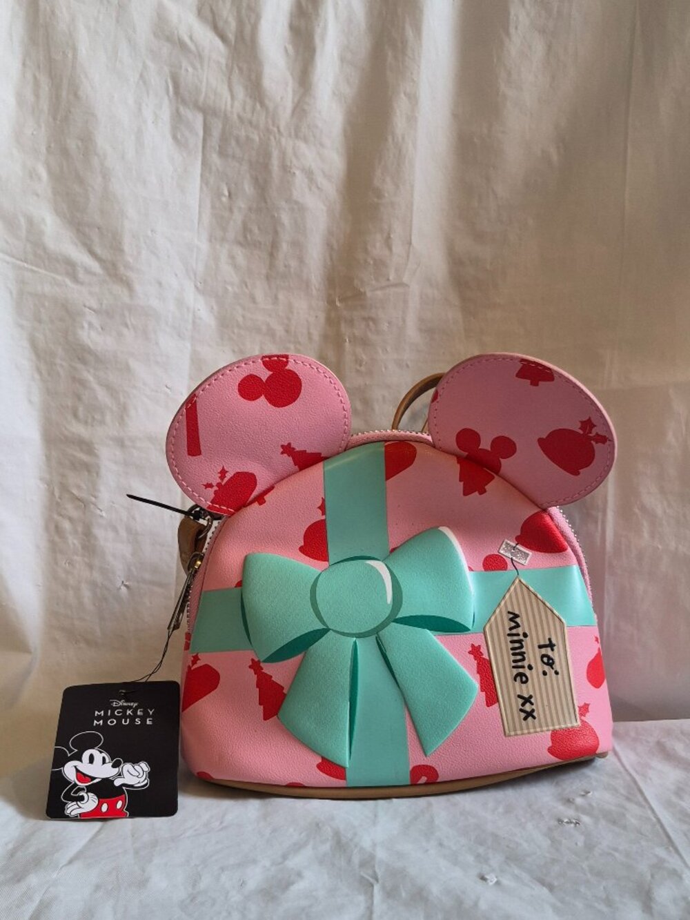 NWT Bioworld Disney Minnie Mouse Ears Pink Christmas Crossbody Purse